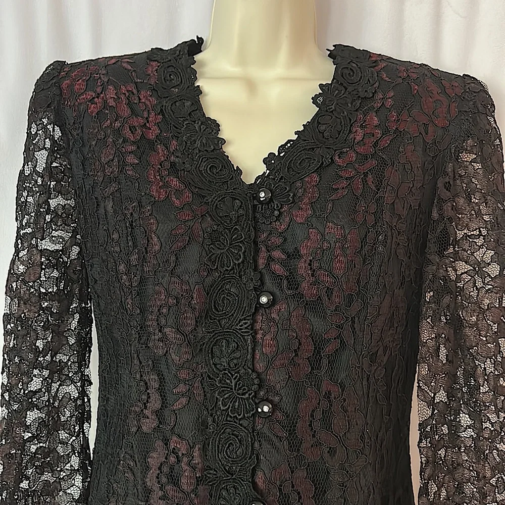 Zeeba New York Beautiful Vtg Gothic Floral Lace Jacket Coat **Approx Size S** - Picture 3 of 6